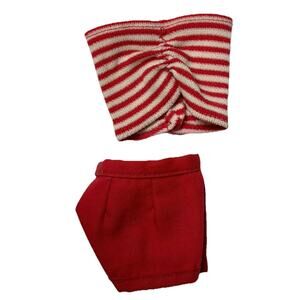Vintage Barbie Doll 1960s Resort Wear Red and White Top and shorts - No Tag